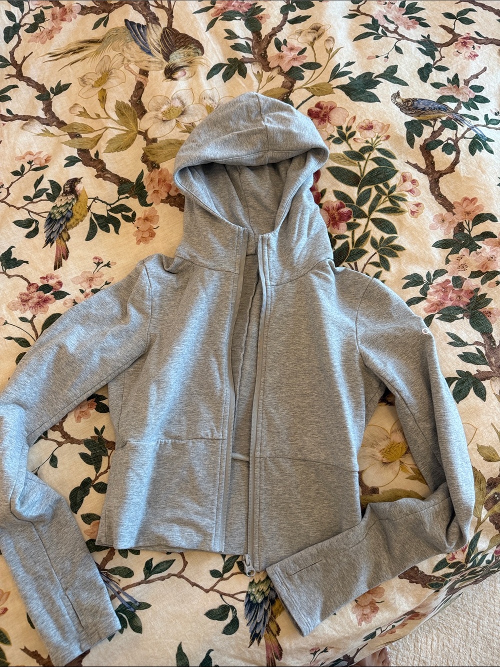 ALO Yoga Light Gray Hooded Zip-Up Sweatshirt